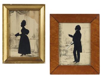 Two English Portrait Silhouettes by 
																	Augustin Edouart